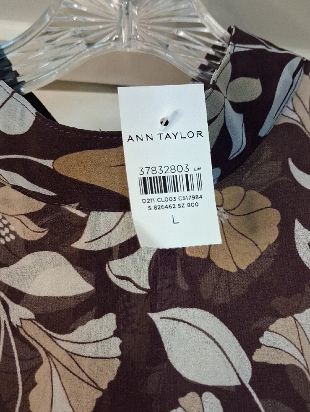 Ann Taylor Plum Floral Mock Neck Top with Neutral Blooms - Picture 3 of 8